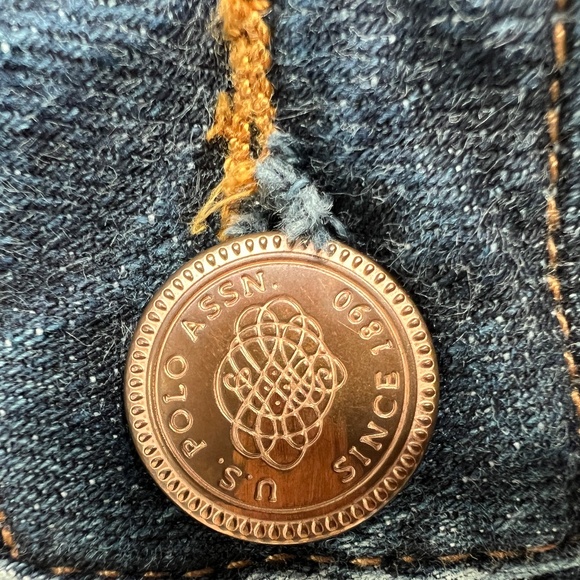 US Polo Assn Jeans Size 8 Blue Embroidered Pockets Bootcut Stretch 99% Cotton - Picture 7 of 8